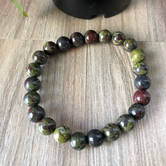 Bloodstone Natural Stone Beads Stretchable Bracelet 7" - 8mm Beads Best Gift - Picture 2 of 2